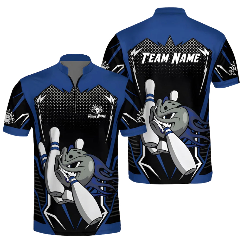 Custom Angry Ball Black And Yellow Men's Bowling Jersey, Custom Bowling Team Shirts BE0153