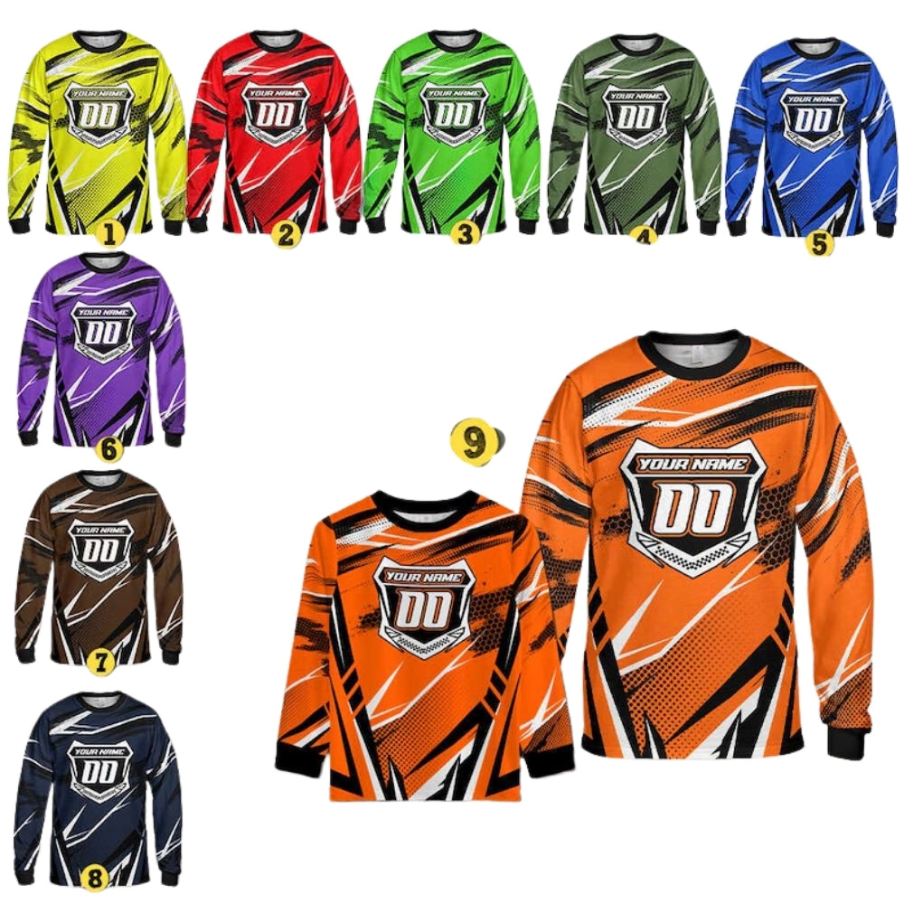 Custom Name Number Motocross Long Sleeve Jersey Shirt, Custom Dirt Bike Racing Shirts ME0003