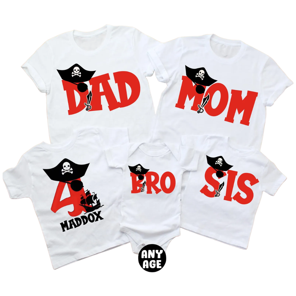 Pirate Birthday Personalized Family Matching T Shirt, Custom Birthday Pirate Family Shirts ET1167