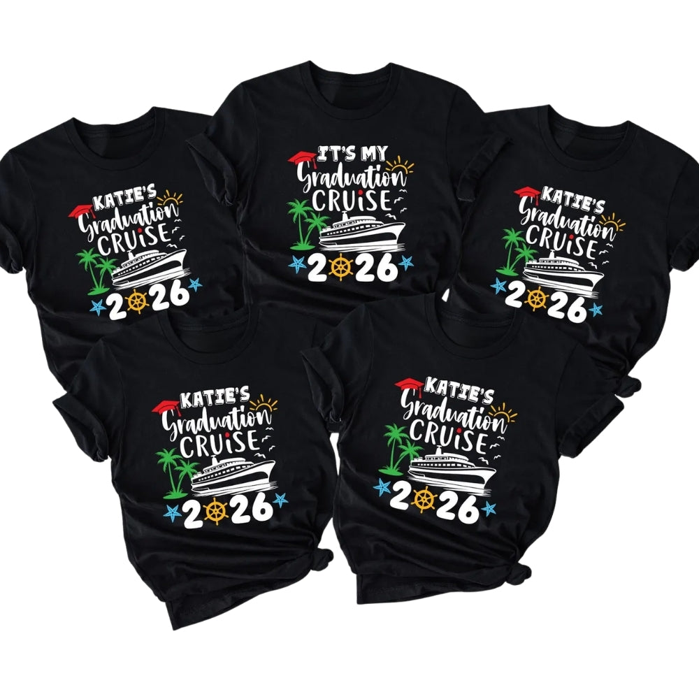 It's My Graduation Cruise Custom Matching Family T Shirts, Personalized Family Graduation Cruise Matching Shirts ET0460