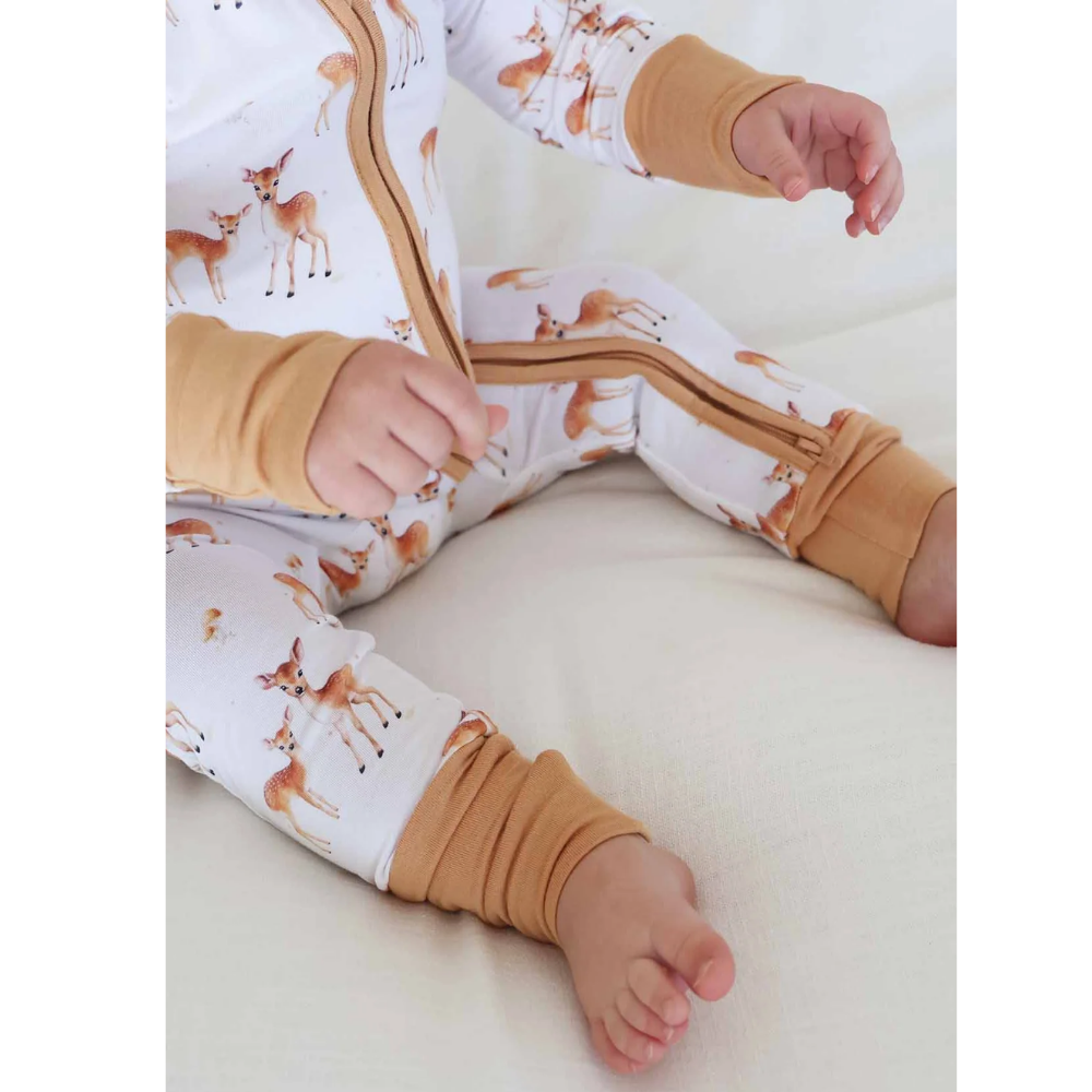 Fawn Deer Baby Convertible Zippy Romper, Baby Deer Romper Convertible BB0843