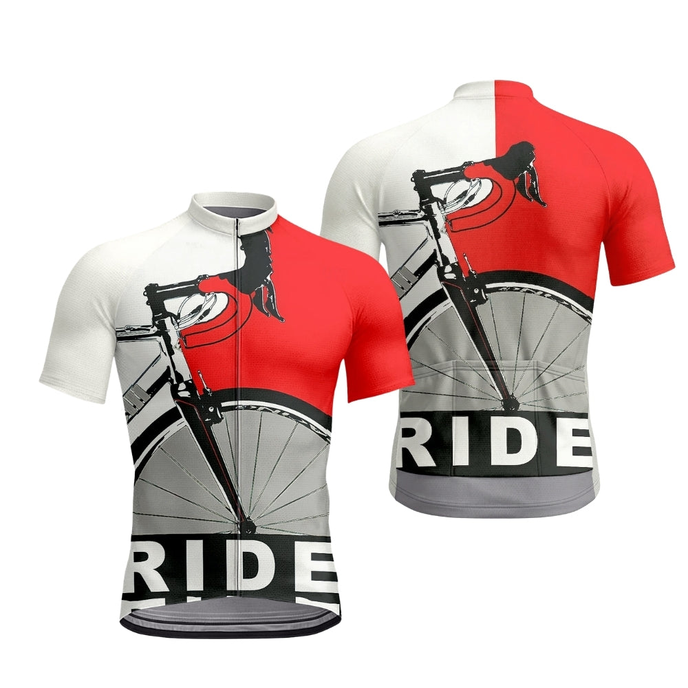 Blue And Red Ride Cycling Short Sleeve Jersey For Men, Men's Cycling Jerseys CZ0152