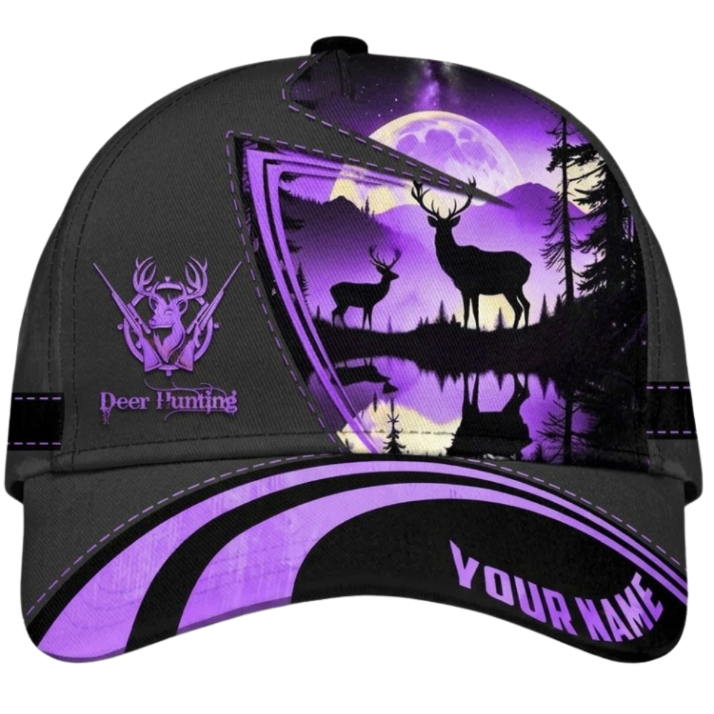 Custom Deer Hunting Sunset Baseball Cap, Custom Hunting Lover Cap Hat CP0720