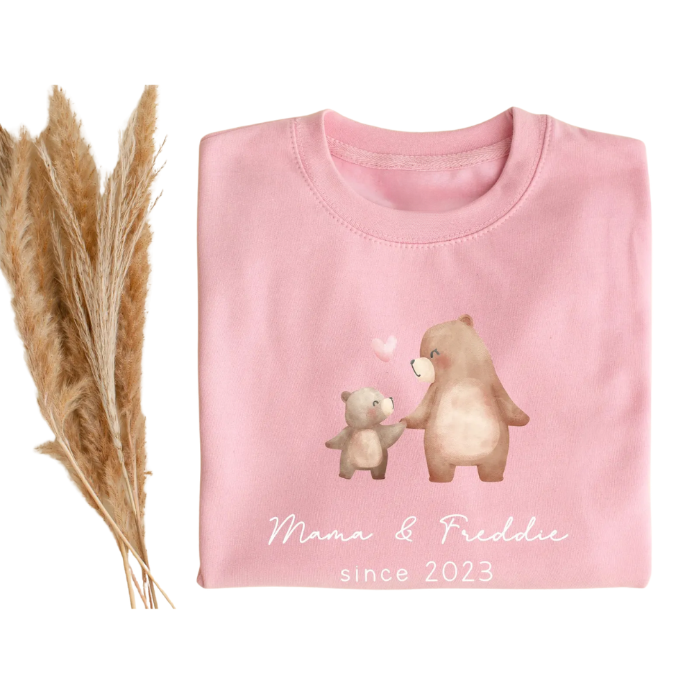 Personalized Mama And Baby Bear Sweatshirt Matching, Custom Mommy And Baby Sweatshirt For Father Day ET1442