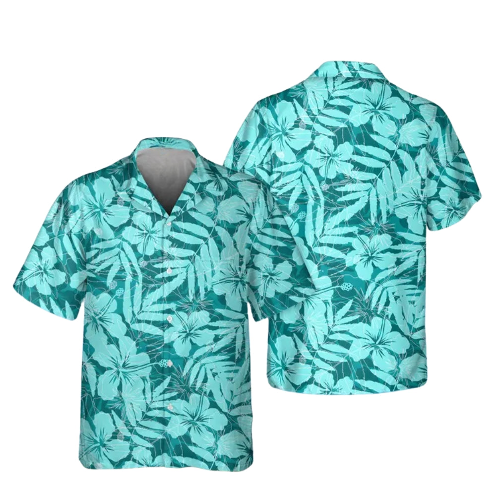 Hibiscus Turquoise Hawaiian Matching Shirt For Family, Floral Tropical Hawaiian Family Shirts ET0896