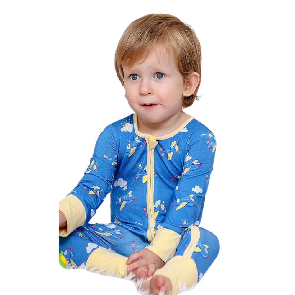 Aircraft Blue Baby Convertible Zippy Romper, Airplane Baby Romper Convertible BB0630