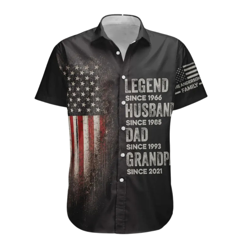 Custom Legend Husband Dad Grandpa Hawaiian Shirt With Year, Custom Father's Day Hawaiian Shirt For Grandpa Dad HE0269