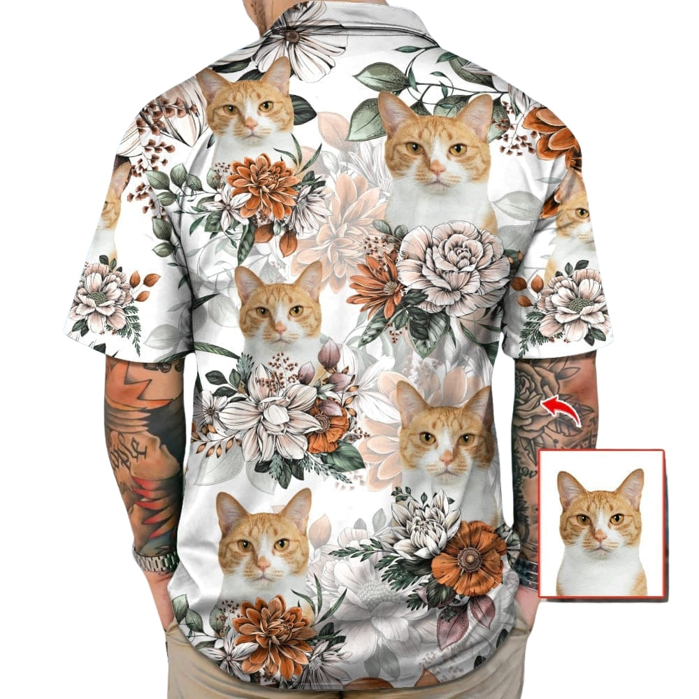 Custom Dog Photo Floral Hawaiian Shirt For Men Women, Custom Pet Photo Tropical Hawaiian Shirts HE0488