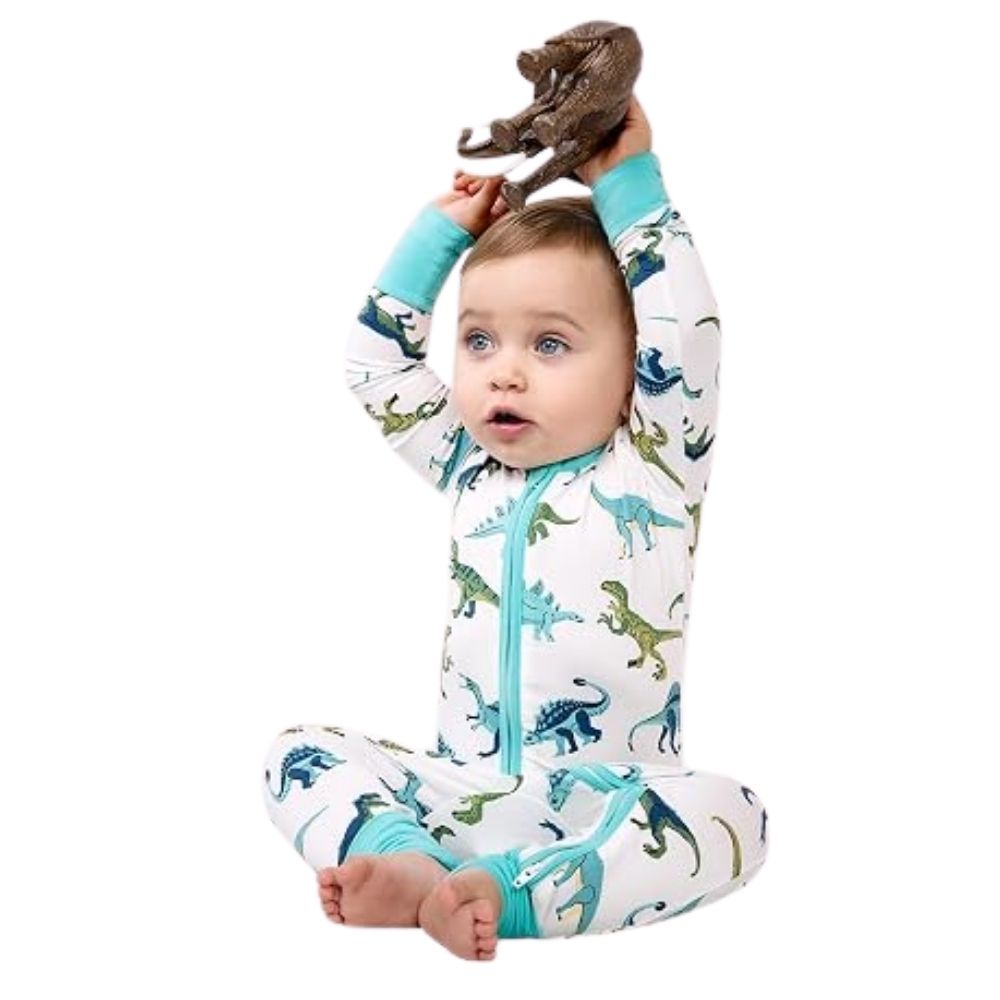 Dinosaur Blue Baby Convertible Zippy Romper, Dinosaur Baby Convertible Romper BB0363