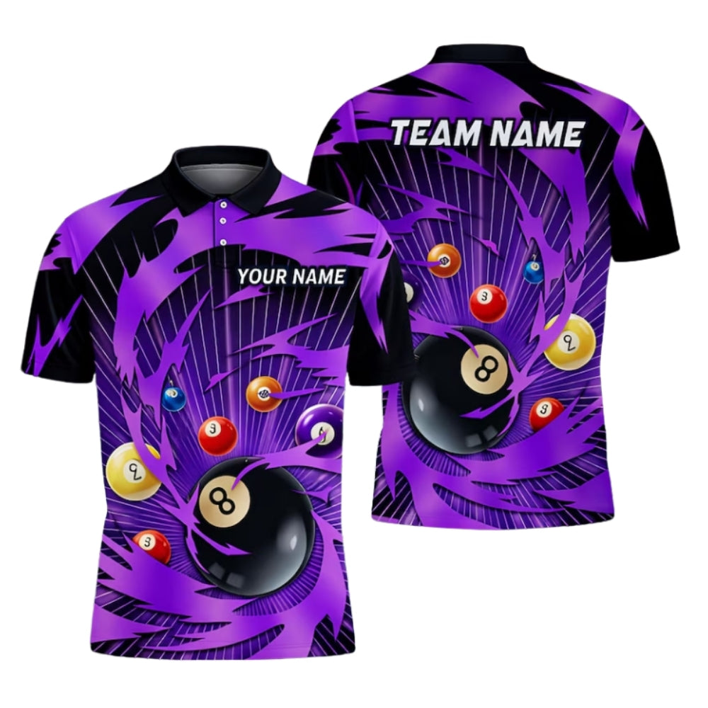 Custom Thunder Lightning Black Yellow Billiard Polo Shirt For Men, Custom Team Billiard Shirts BIE0049