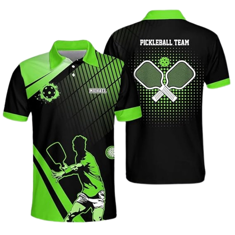 Custom Team Black And Blue Pickleball Polo Shirts For Mens, Custom Pickleball Shirts PZ0001
