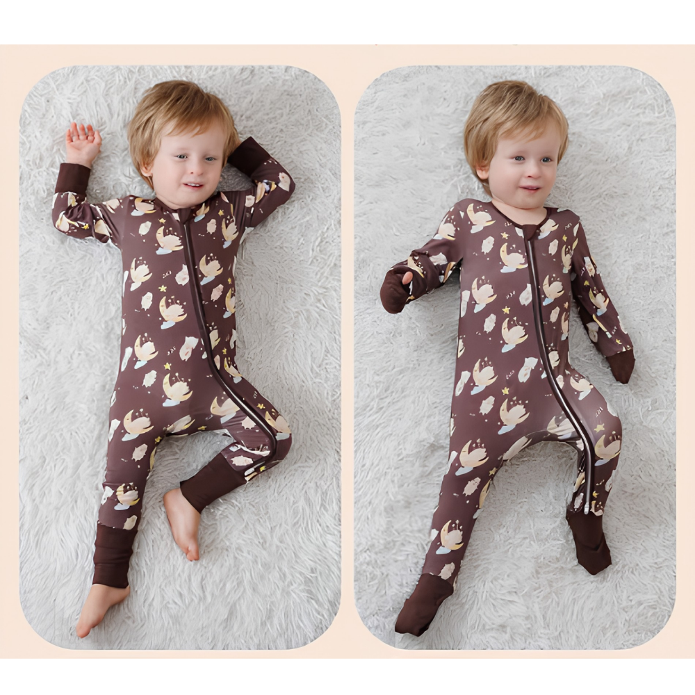 Lamb Sheep Brown Baby Convertible Zippy Romper, Lamb Baby Romper Convertible BB0632