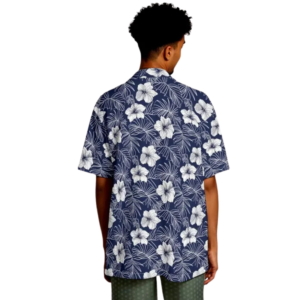 White Navy Hibiscus Family Hawaiian Shirts, Matching Floral Hibiscus Family Hawaiian Shirts ET0899