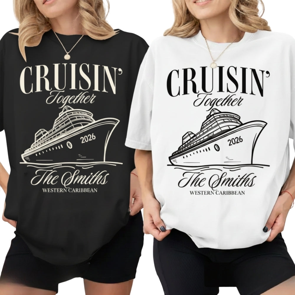 Cruisin' Together Custom Matching Family T Shirts, Custom Cruise Trip Matching Shirts ET0194