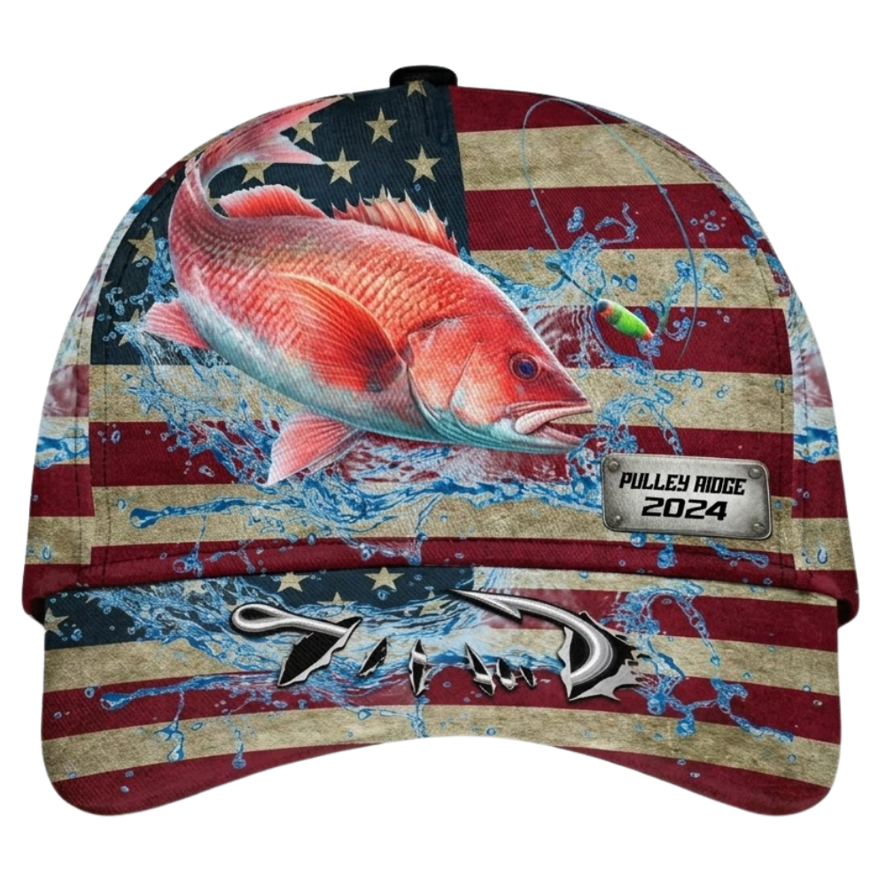 Red Snapper Custom Fishing 3D Printed Baseball Cap, Custom Fishing Hat Cap For Fisherman CP0547