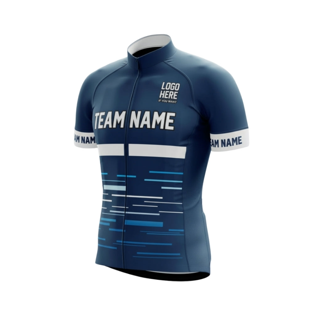 Men's Custom Team Cycling Short Sleeve Jersey With Logo, Blue And White Custom Cycling Jerseys CG0513