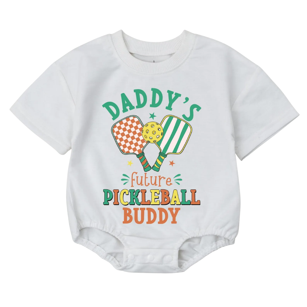 Daddy's Future Pickleball Buddy Baby Bubble T Shirt Romper, Pickleball Lover Baby Romper BB0055