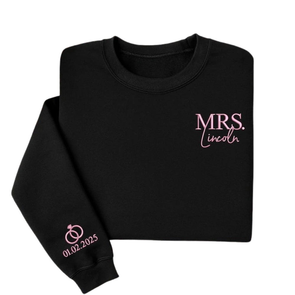 Custom Mr and Mrs Embroidered Sweatshirts, Custom Matching Engagement Couple Sweatshirt 2D0815