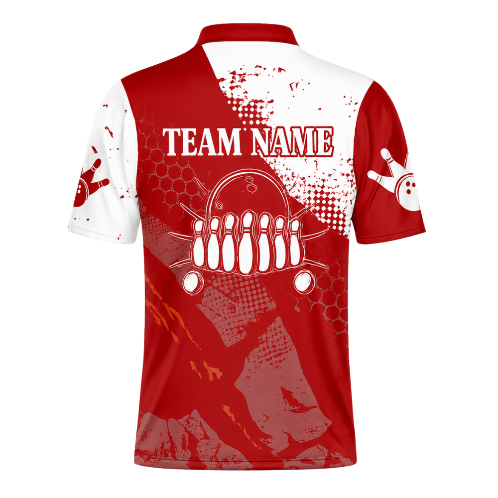 Custom Red And White Bowling Jersey For Men, Custom Team Bowling Shirts BZ0451
