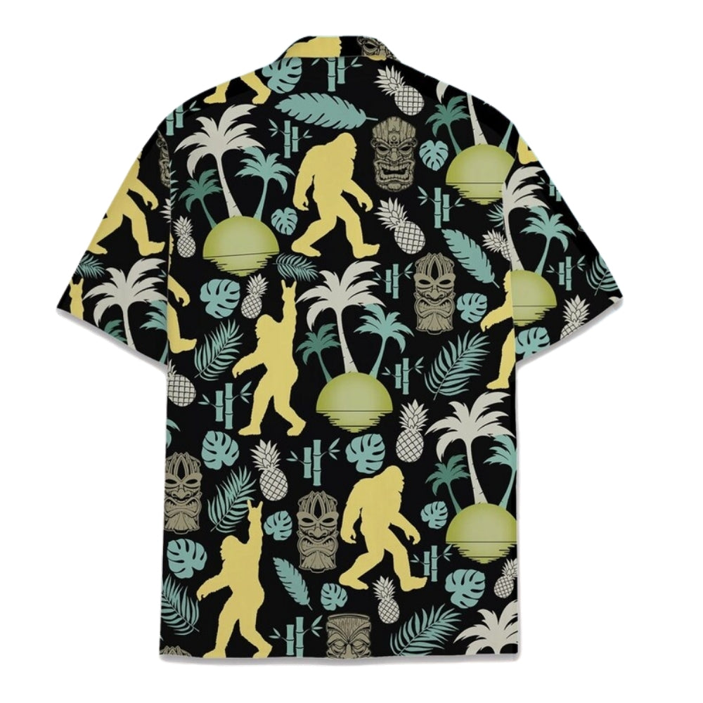 Bigfoot Tiki Tropical Hawaiian Shirt For Men, Sasquatch Bigfoot Tiki Hawaiian Shirts HE0160