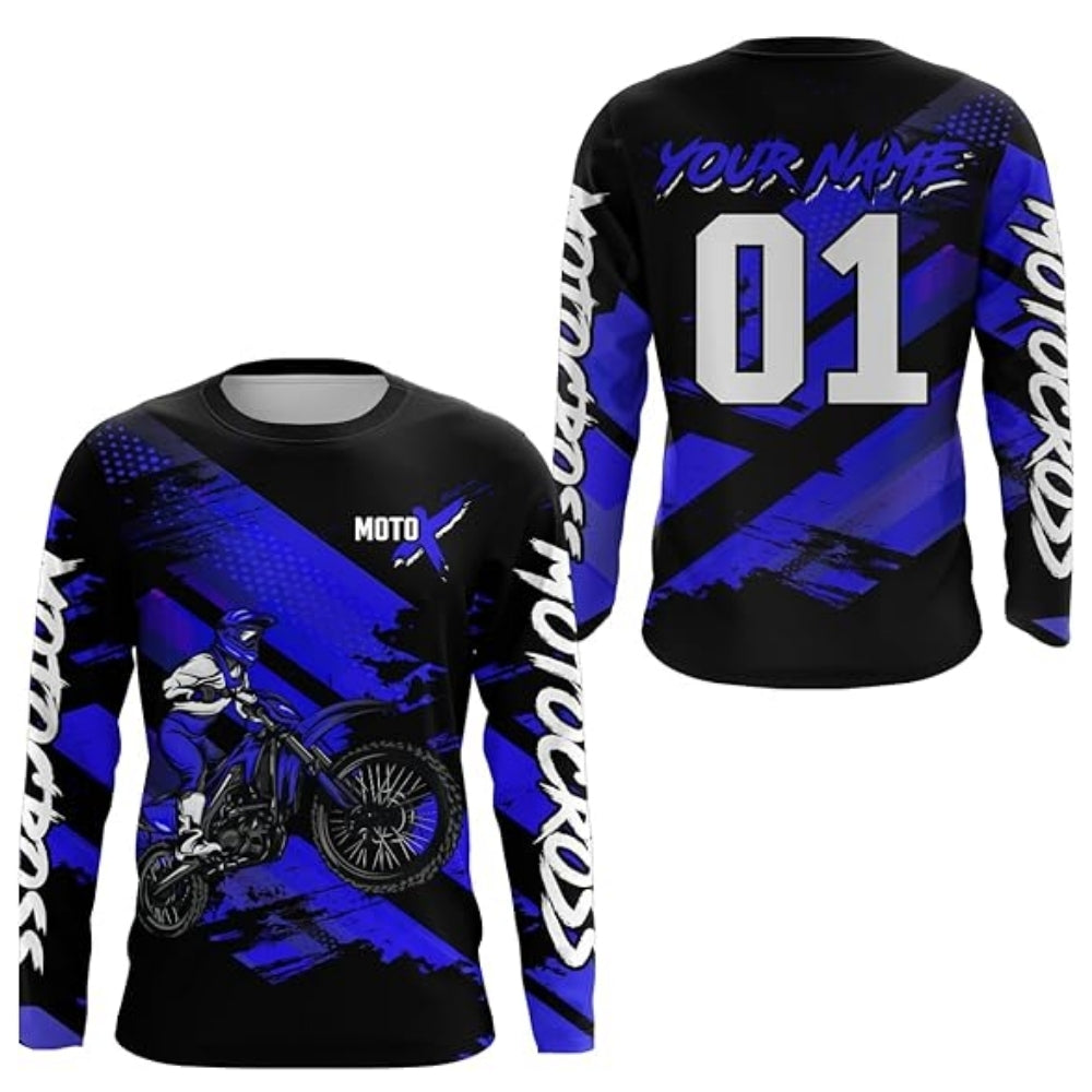 Custom Red MX Long Sleeve Jersey Shirts For Men, Custom Motocross Shirts MZ0039