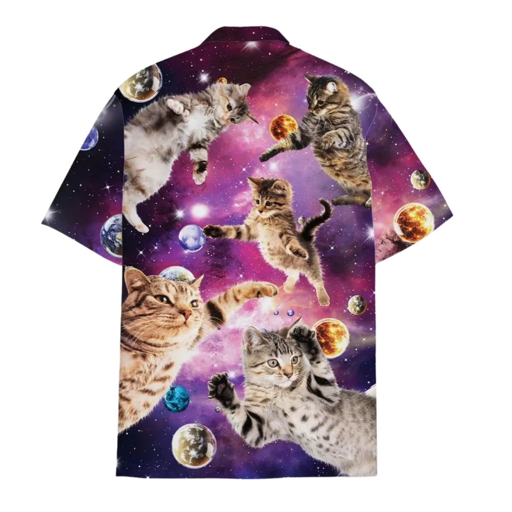 Cat Galaxy Space Hawaiian Shirt Men Women, Cat Space Hawaiian Shirts HE0309