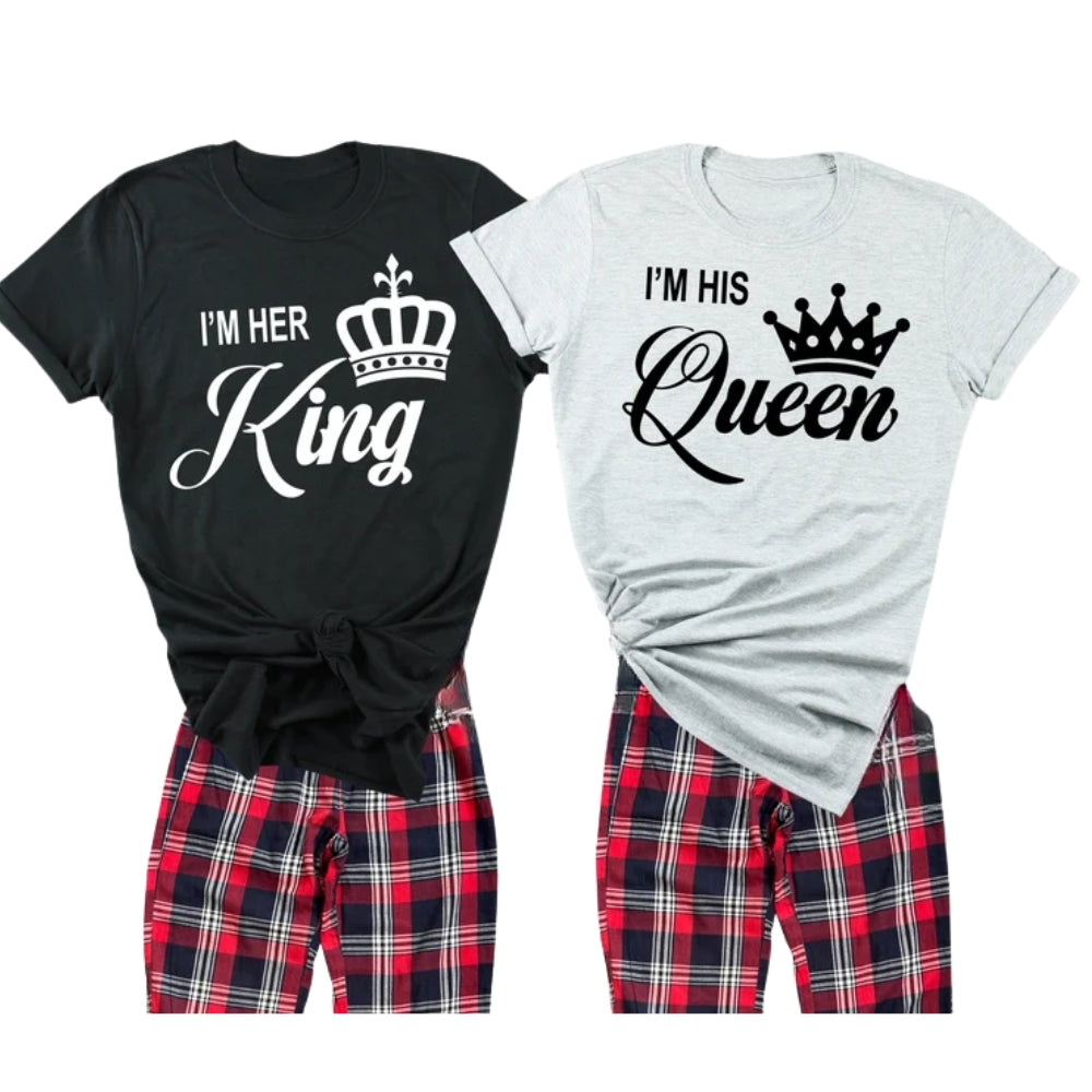 I'm Her King I'm His Queen Matching T Shirts For Couple, King And Queen Matching His And Her Shirts ET0819