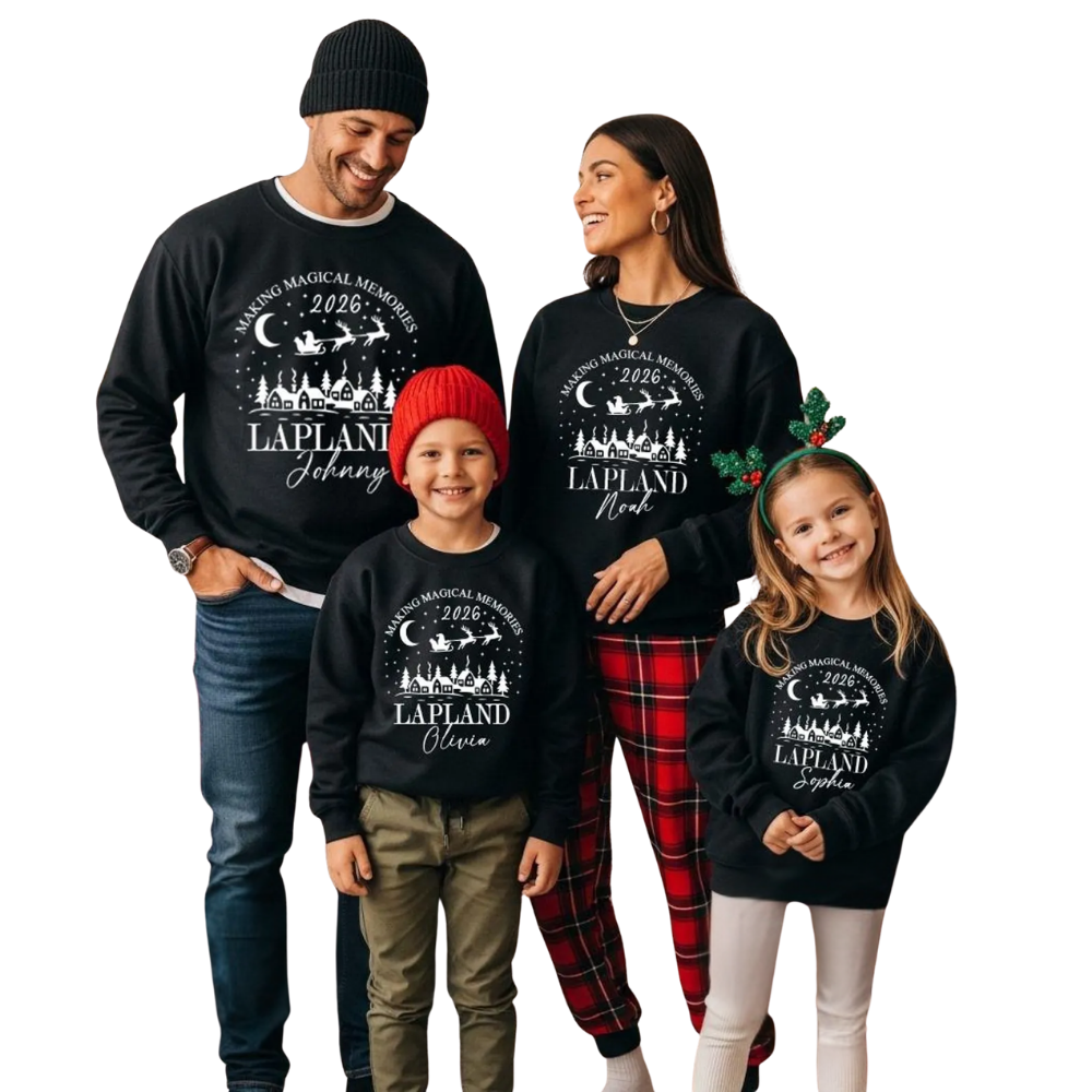 Personalized Lapland Christmas Family Matching Sweatshirt, Custom Family Christmas Sweatshirts ET1285