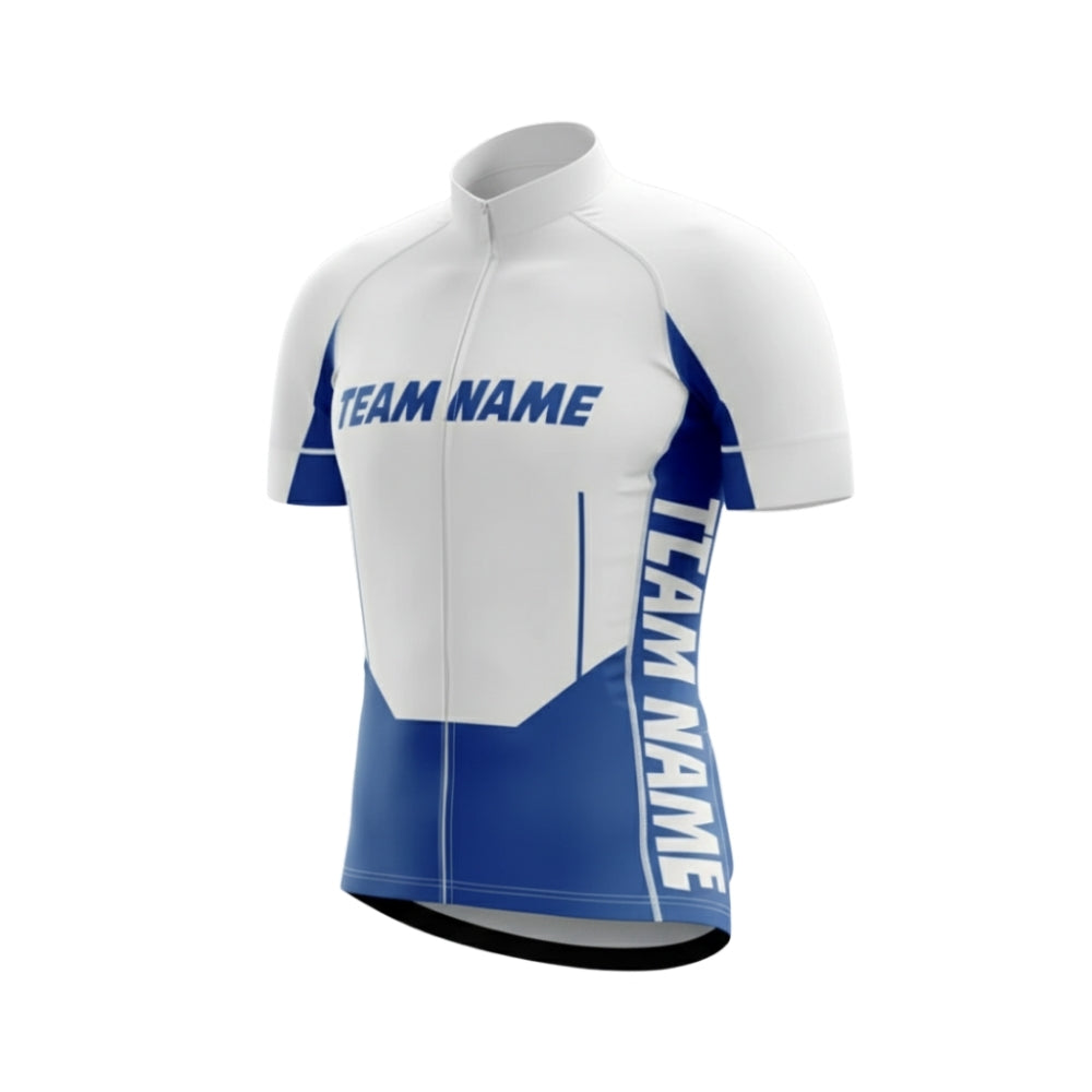 Custom Team Cycling Short Sleeve Jersey For Men White And Blue, Custom Cycling Jerseys CG0516