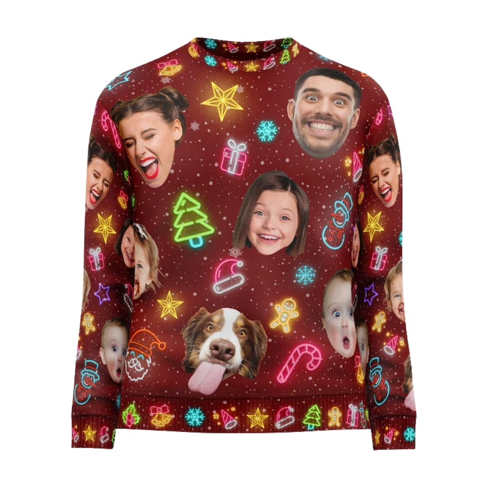 Custom Faces Christmas Sweatshirt For Men Women, Custom Photo Xmas Sweatshirt 2D1051