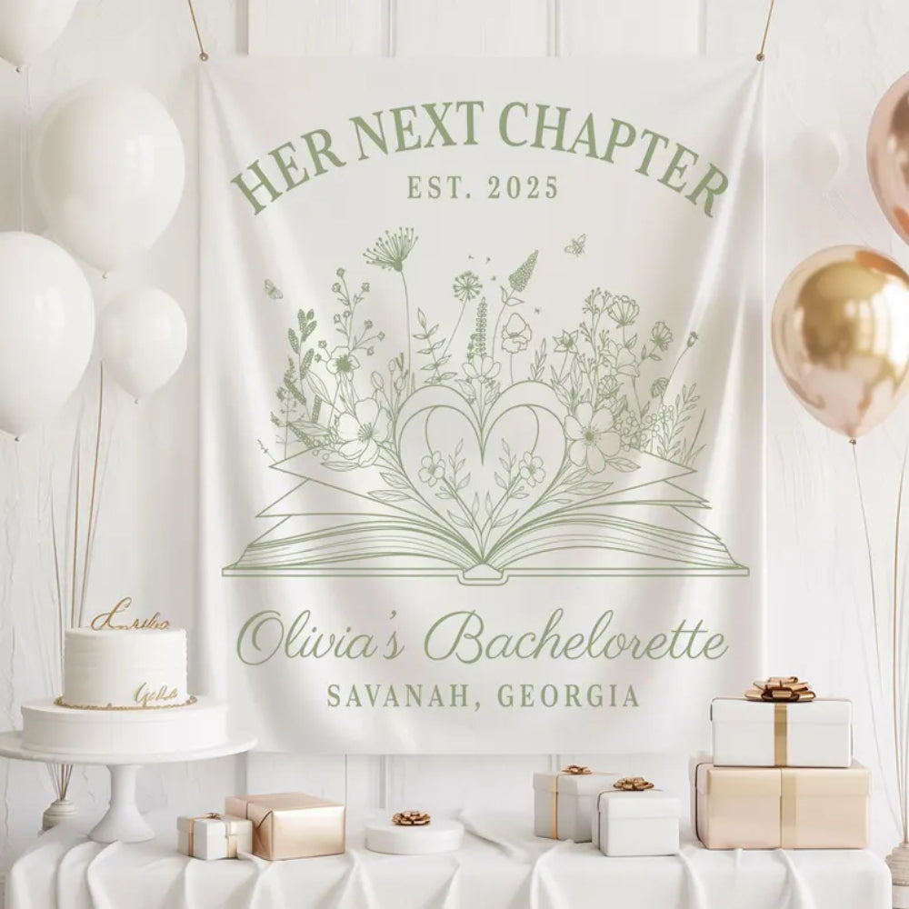 Custom Her Next Chapter Banner For Bachelorette, Custom Bachelorette Party Sign For Book Lover WD0463