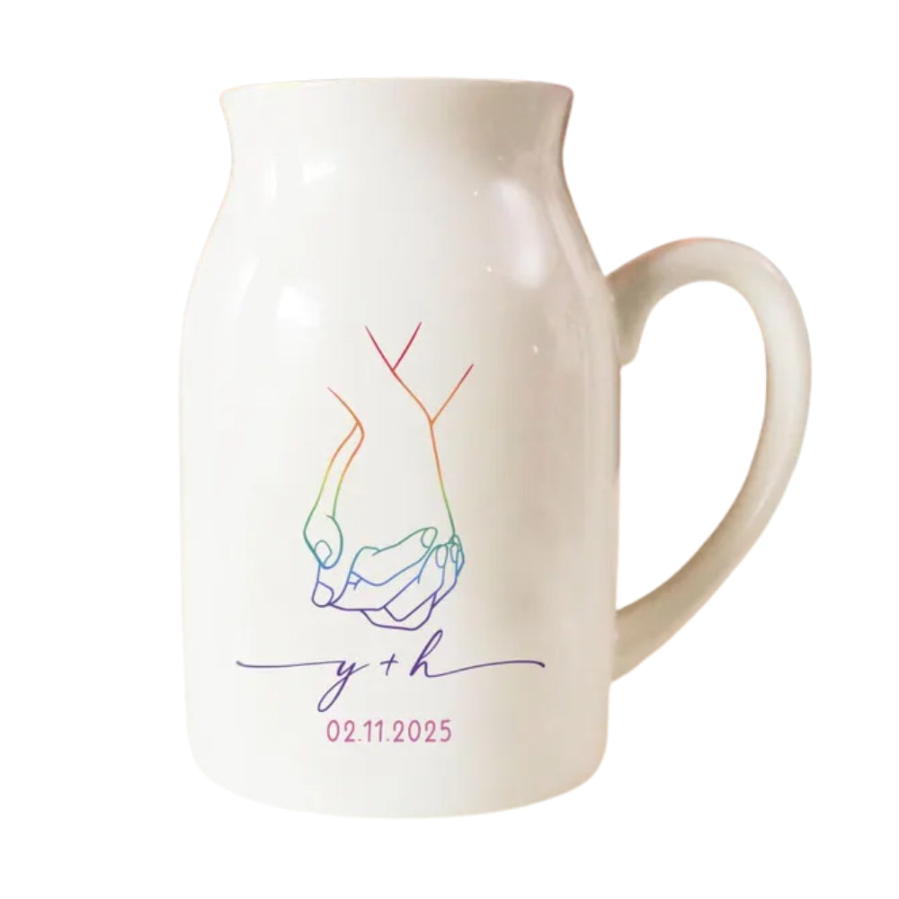 Personalized Gay Wedding Shower Flower Vase, Personalized Wedding Flower Vase For Gay Couples WD0025