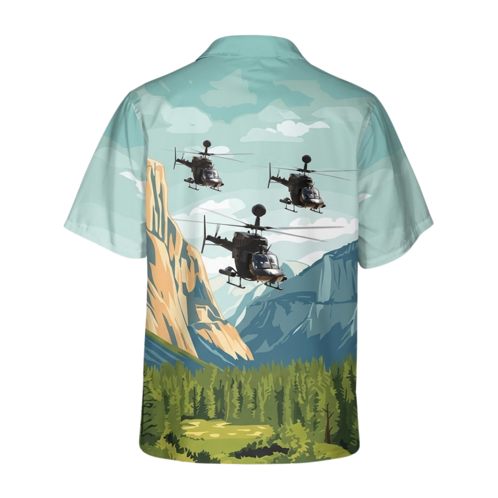 OH-58D Kiowa Warrior Airplane Hawaiian Shirt For Men, Aircraft Veteran Hawaiian Shirt HE0797
