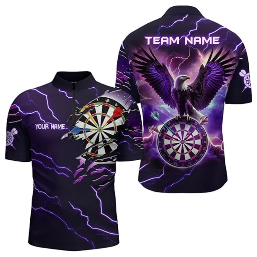 Custom Eagle Men's Purple Thunder Darts Jersey, Custom Eagle Darts Team Shirts DZ0049