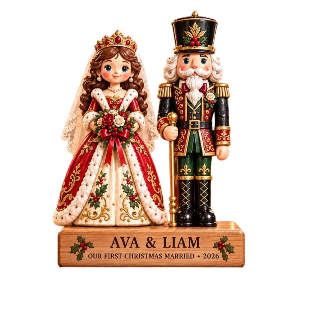 Our First Christmas Custom Nutcracker Wedding Layer Wooden Block, Custom Christmas Wedding Keepsake Wooden Plaque WD0893