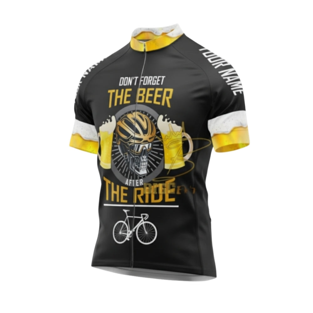 Don't Forget The Beer After The Ride Custom Name Short Sleeve Cycling Jersey For Men, Custom Funny Beer Cycling Jerseys CG0508