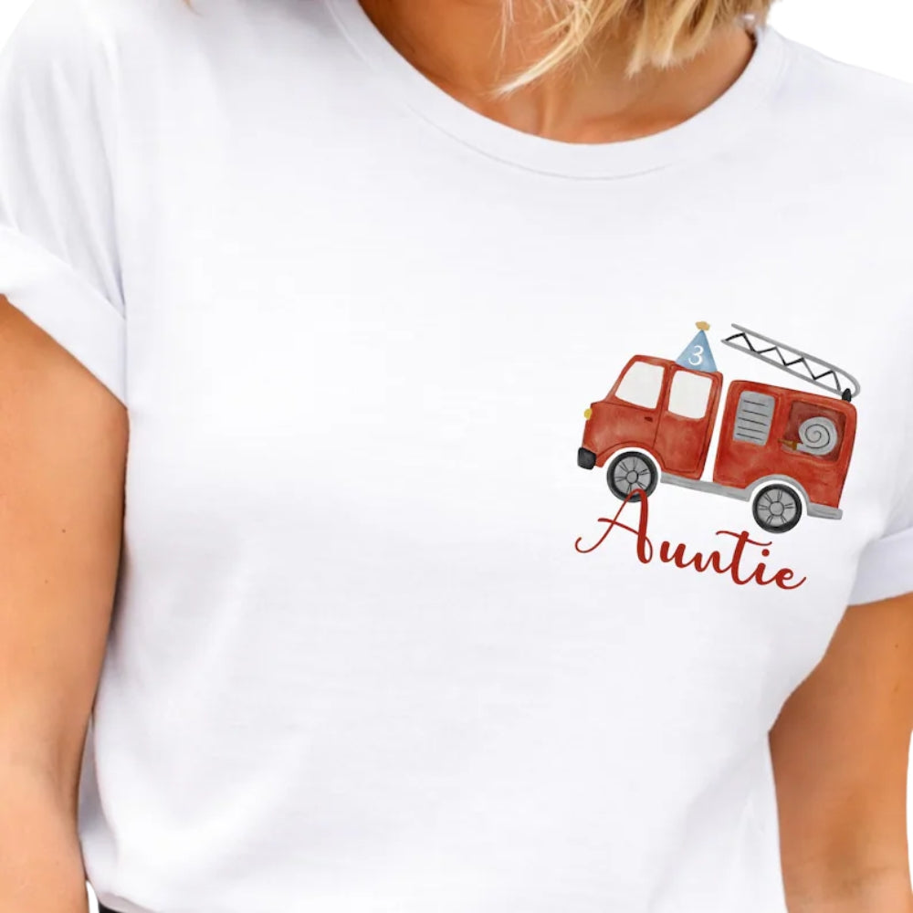 Custom Matching Firetruck Birthday Family T Shirts, Personalized Birthday Fire Truck Family Shirts ET0599