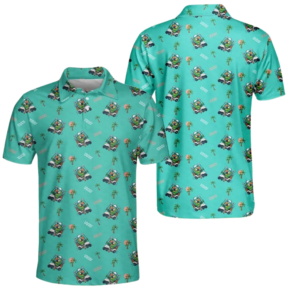 Parrot Tropical Golf Men's Polo Shirt Teal, Parrot Golf Shirts GE0360