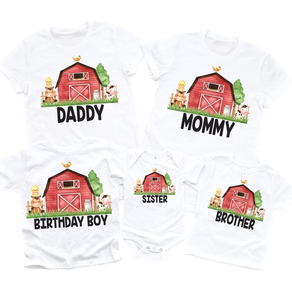 Custom Farm Birthday Boy Matching T Shirts For Family, Custom Birthday Farm Lovers Matching Family Shirts ET0487