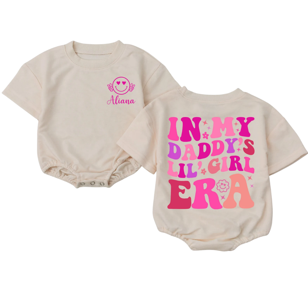 In My Daddy's Lil' Girl Era Custom Name Baby T Shirt Romper, Custom Baby Girl Romper For Father BB0058