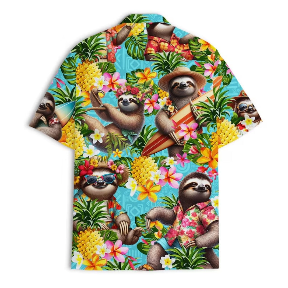 Funny Sloth Pineapple Hawaiian Shirt Men Women, Sloth Tropical Hawaiian Shirts HE0126