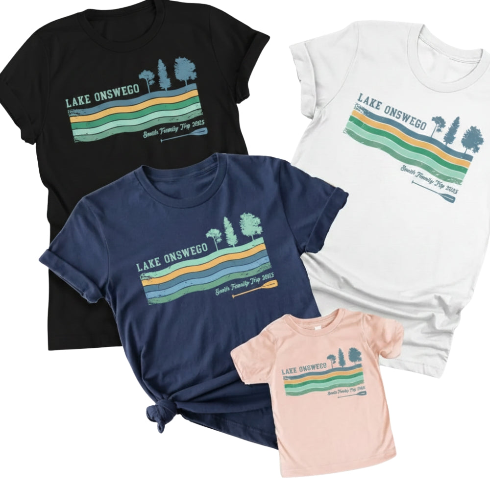 Custom Retro Lake Trip Matching Family T Shirts, Custom Lake Vacation Matching Shirts For Family ET0442