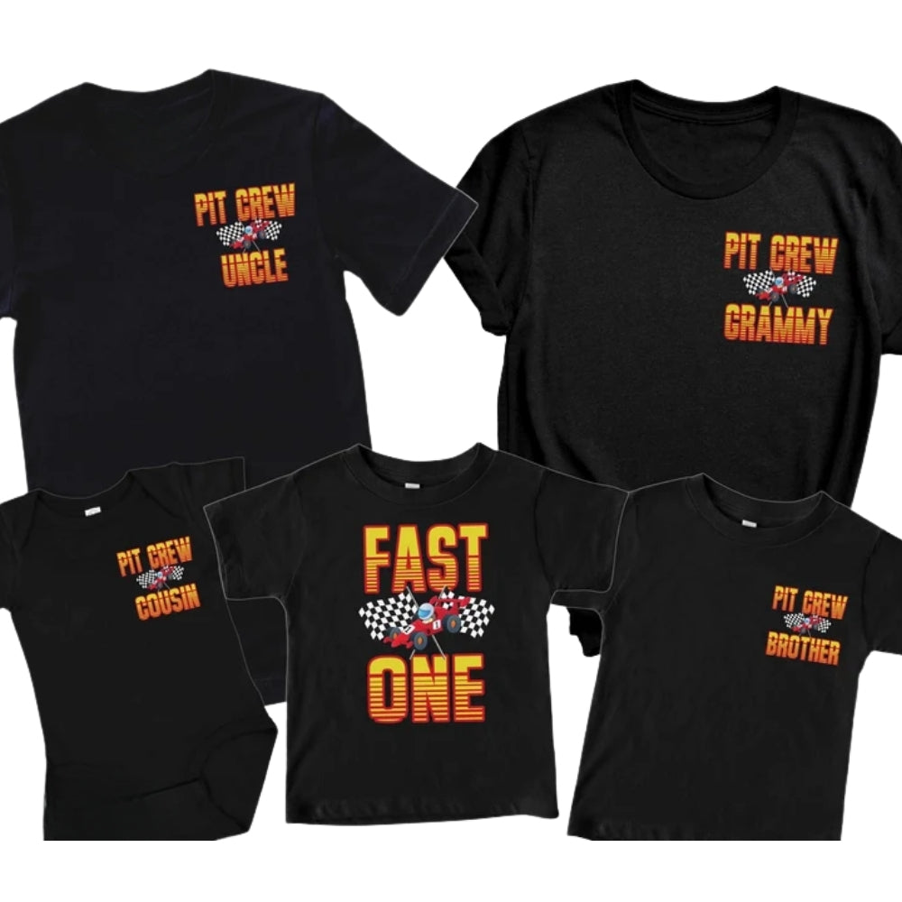 Fast One Pit Crew Matching 1st Birthday T Shirts Family, Race Car Matching Family Shirts For First Birthday ET0332