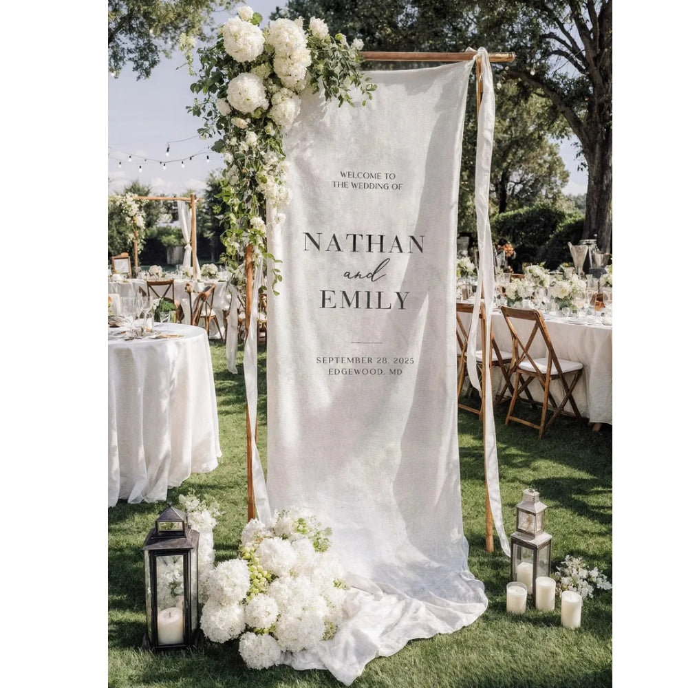 Personalized Wedding Fabric Welcome Sign, Personalized Welcome Banner For Wedding Day WD0198