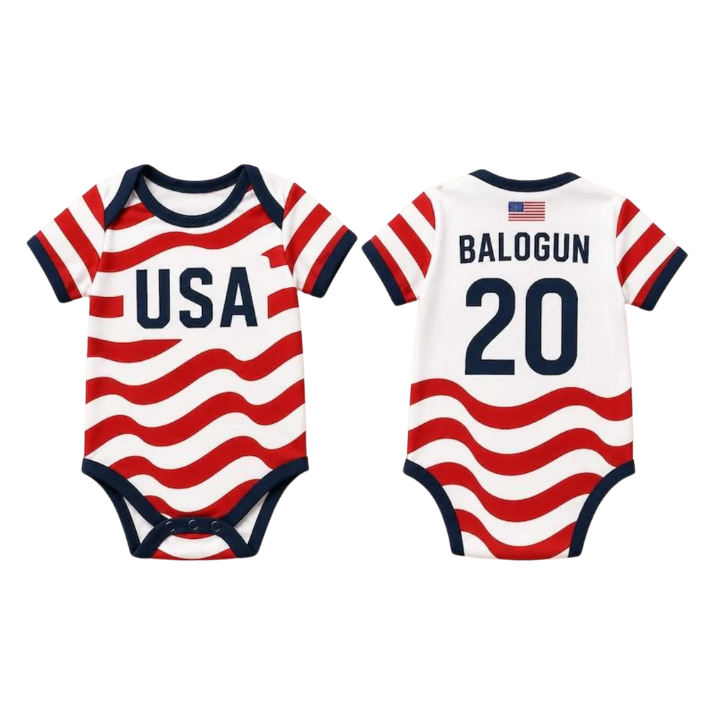 Custom Name Number USA Soccer 3D Baby Bodysuit, Personalized America Soccer Baby Bodysuit BB0316
