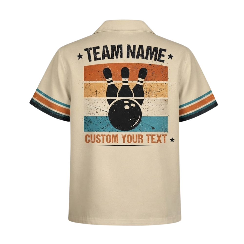 Custom Retro Beige Hawaiian Shirt For Men, Custom Retro Bowling Shirt For Team BZ0763