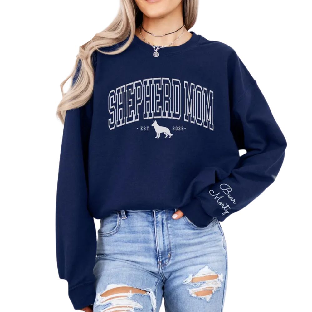 Personalized Shepherd Mom Sweatshirt With Dog Name, Custom Dog Lover Sweatshirt For Mom 2D0876