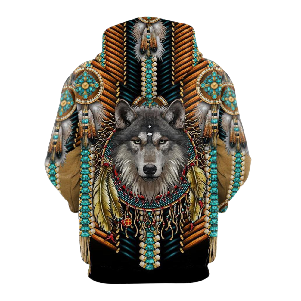Wolf Tribal Native American Hoodie For Men, Wolf Native Pride Hoodie 2D1277
