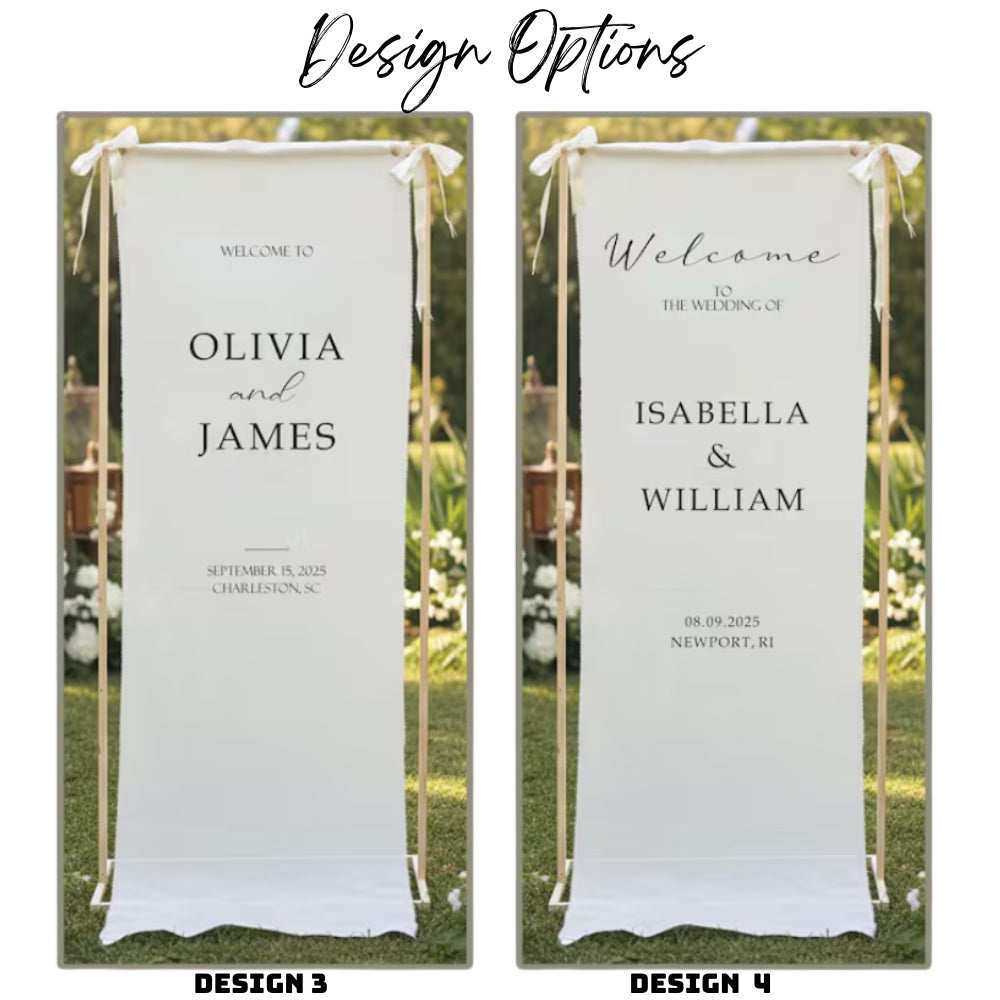 Personalized Fabric Welcome Wedding Banner With Couple Name, Personalized Welcome Sign Banner For Wedding Day WD0199