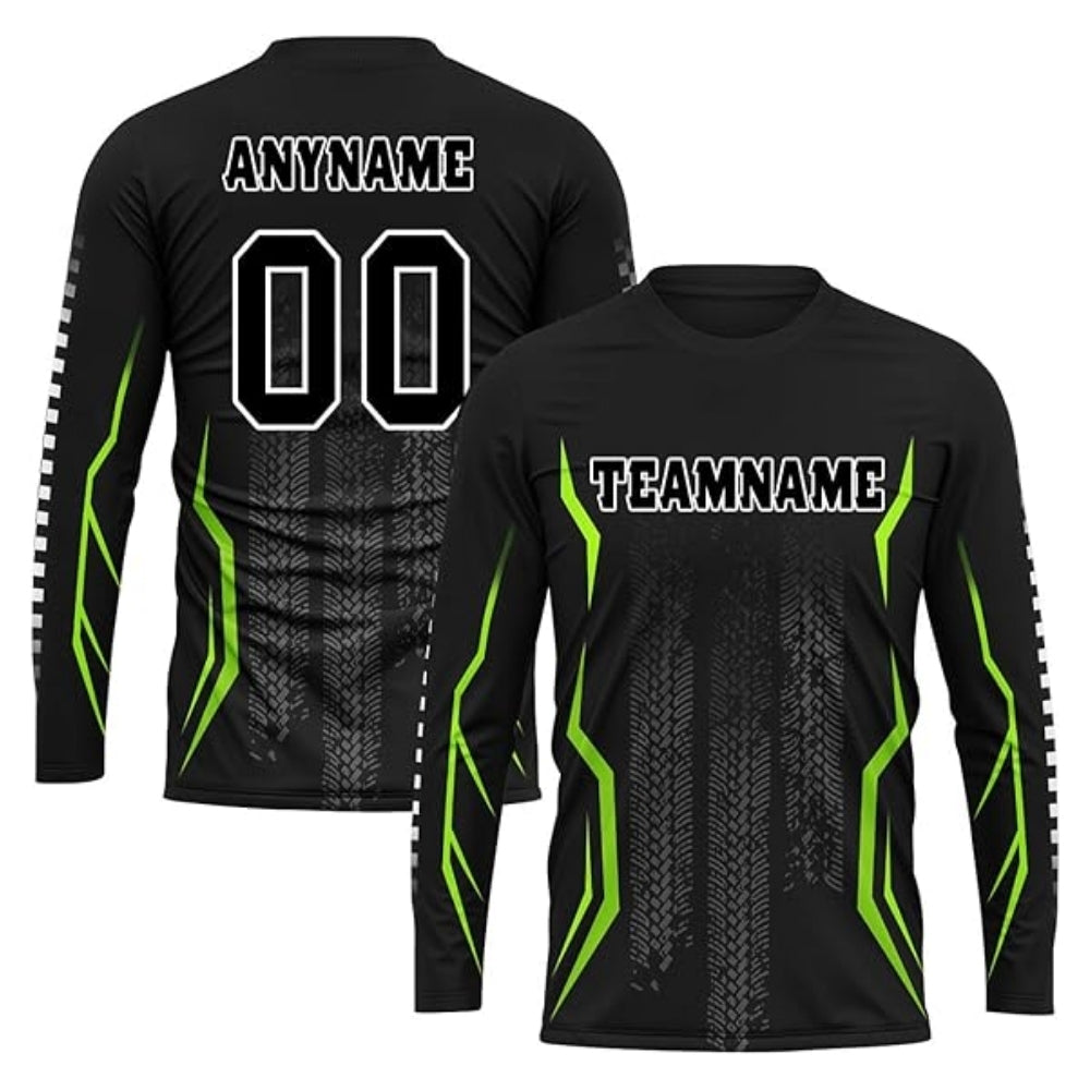 Custom Team Black Blue Dirt Bike Long Sleeve Jersey For Men, Custom Racing Dirt Bike Team Shirts MZ0068